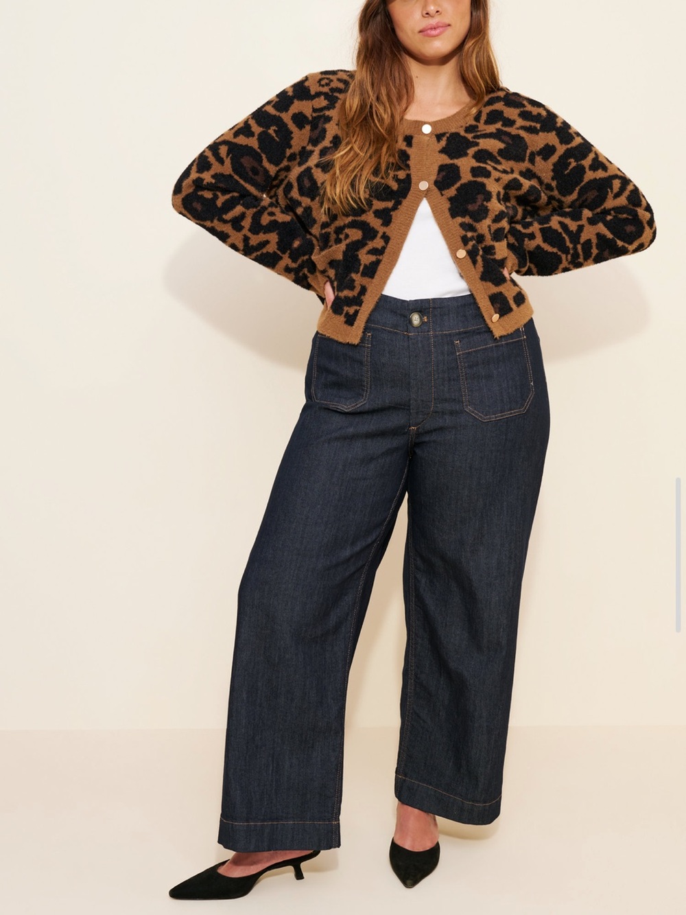 Maeve Colette Full-Length Wide-Leg Jeans in Dark Wash